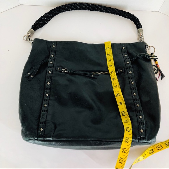 The Sak Black Leather Purse Silver Studs Hobo - Picture 8 of 8